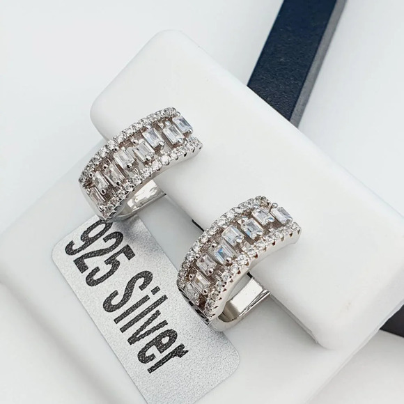 "925 Sterling Silver Cubic Zirconia Earrings, UU1P6A6161 - Picture 3 of 11